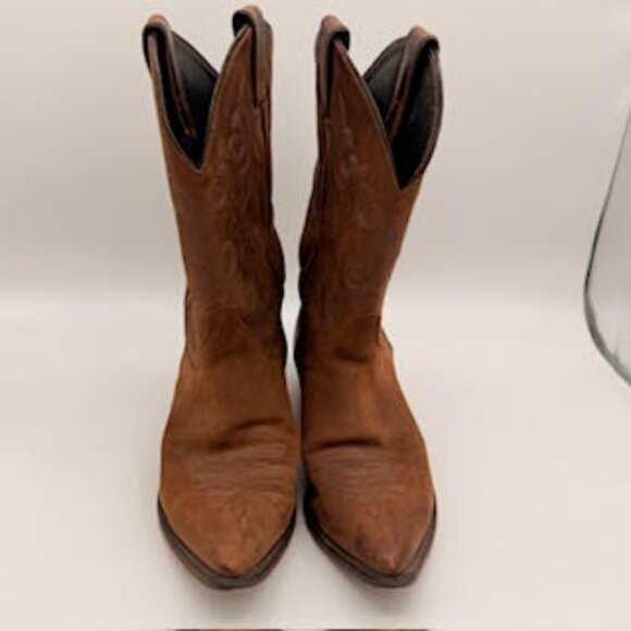 Justin Cowboy Boots Brown Leather Western Embroidered Men’s 9B (Women’s 10.5) - Picture 3 of 15